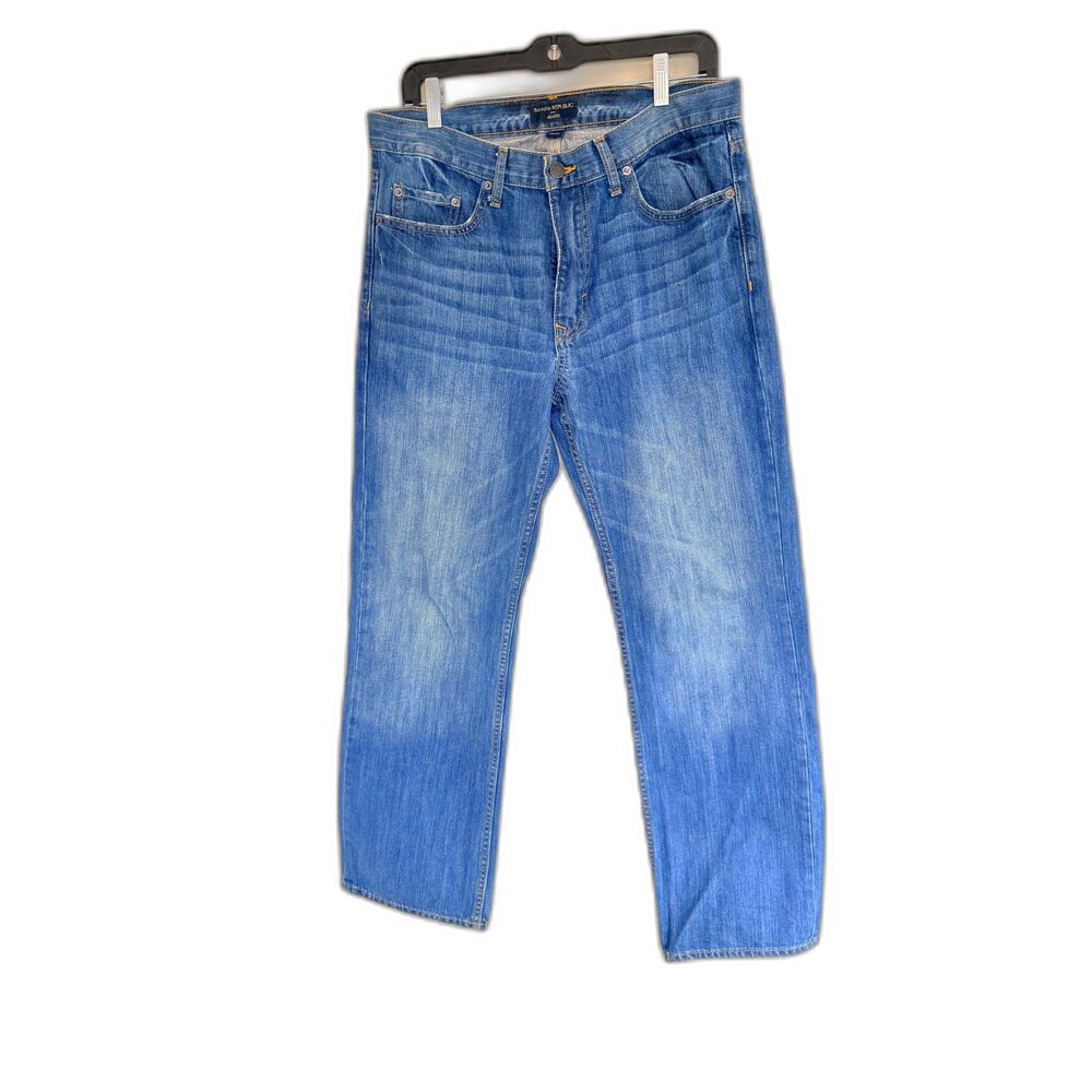 Banana Republic Men’s Relaxed Fit Jeans | 32x32‎ | 100% Cotton | Red Stitch